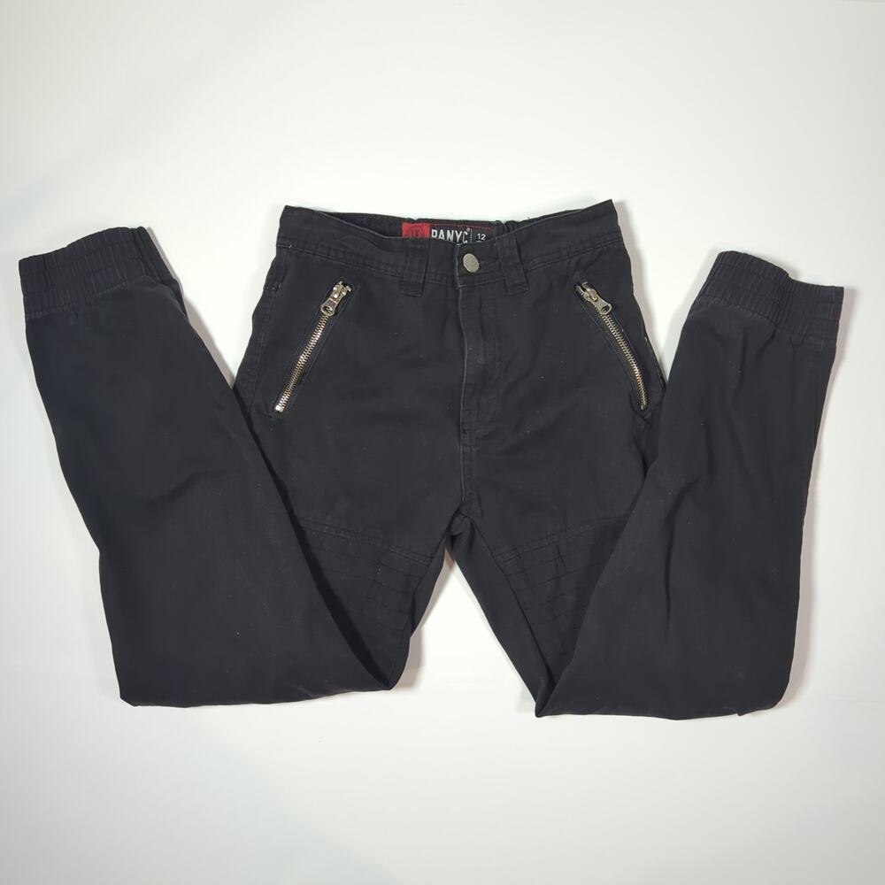 PANYC Black Moto Zip Cargo Jogger Pants Youth Size 12 Streetwear